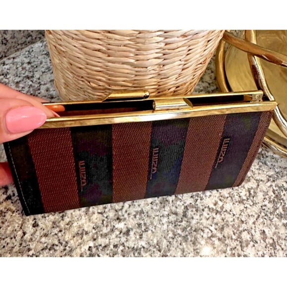 Fendi Pecan Stripe Clutch & Wallet Set | Vintage Designer Monogram - Picture 11 of 11